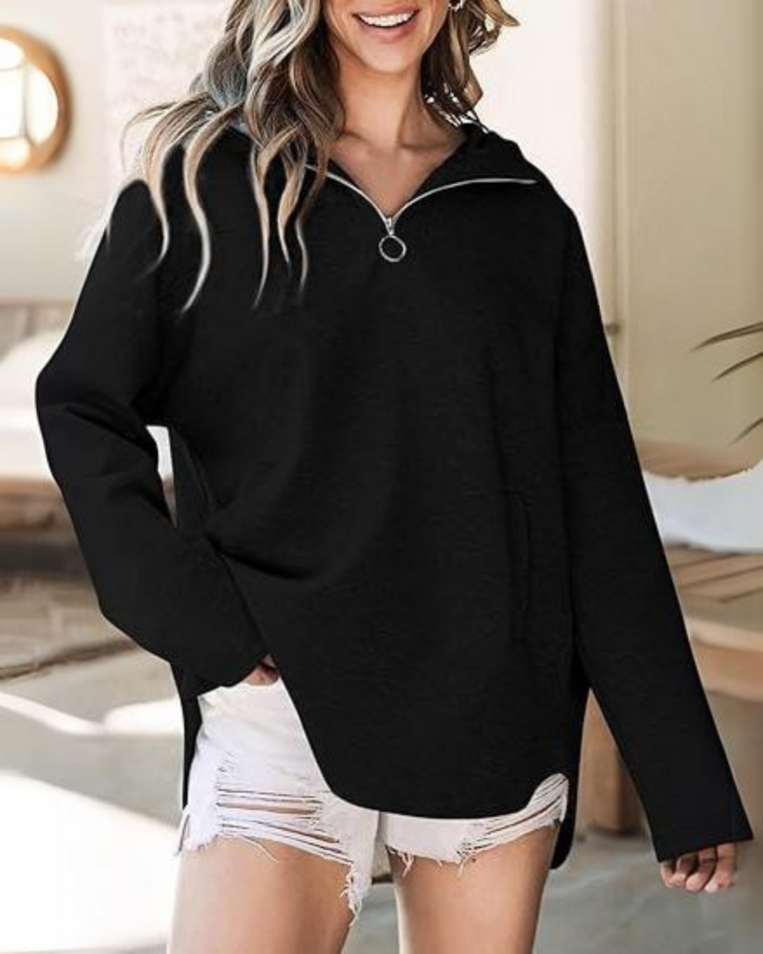 DELISA - Kaptur Oversized z Zamek 1/4