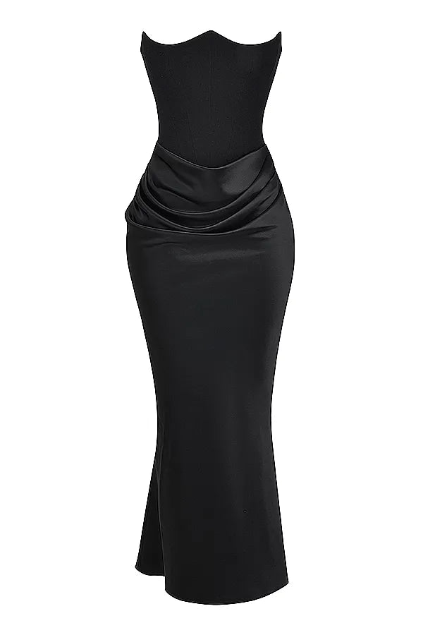 Victoria Noir | Wyrafinowana Czarna Sukienka Maxi