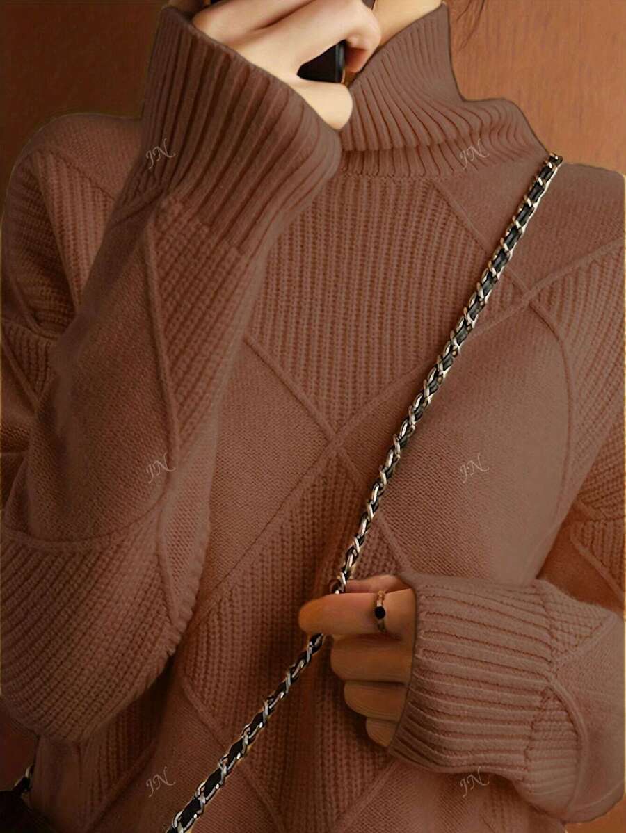 Katarzyna – Sweter dzianinowy w jednolitym kolorze