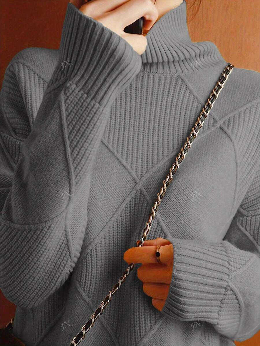 Katarzyna – Sweter dzianinowy w jednolitym kolorze