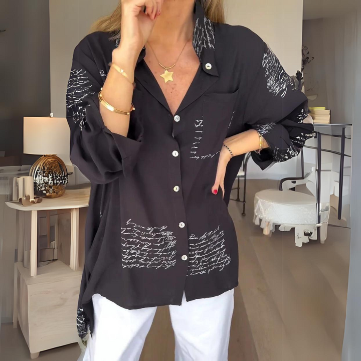Stefana | Elegancka bawełniana bluzka damska z nadrukiem