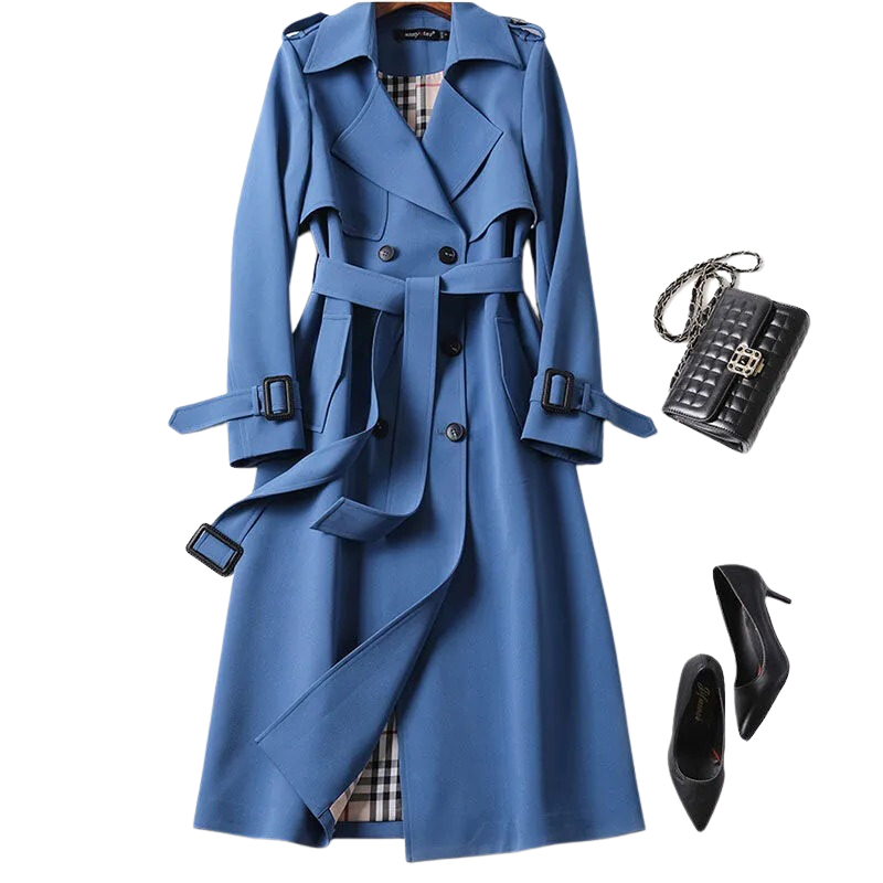 Christai | Damski Długi Trench Coat | Kurtka Z Guzikami