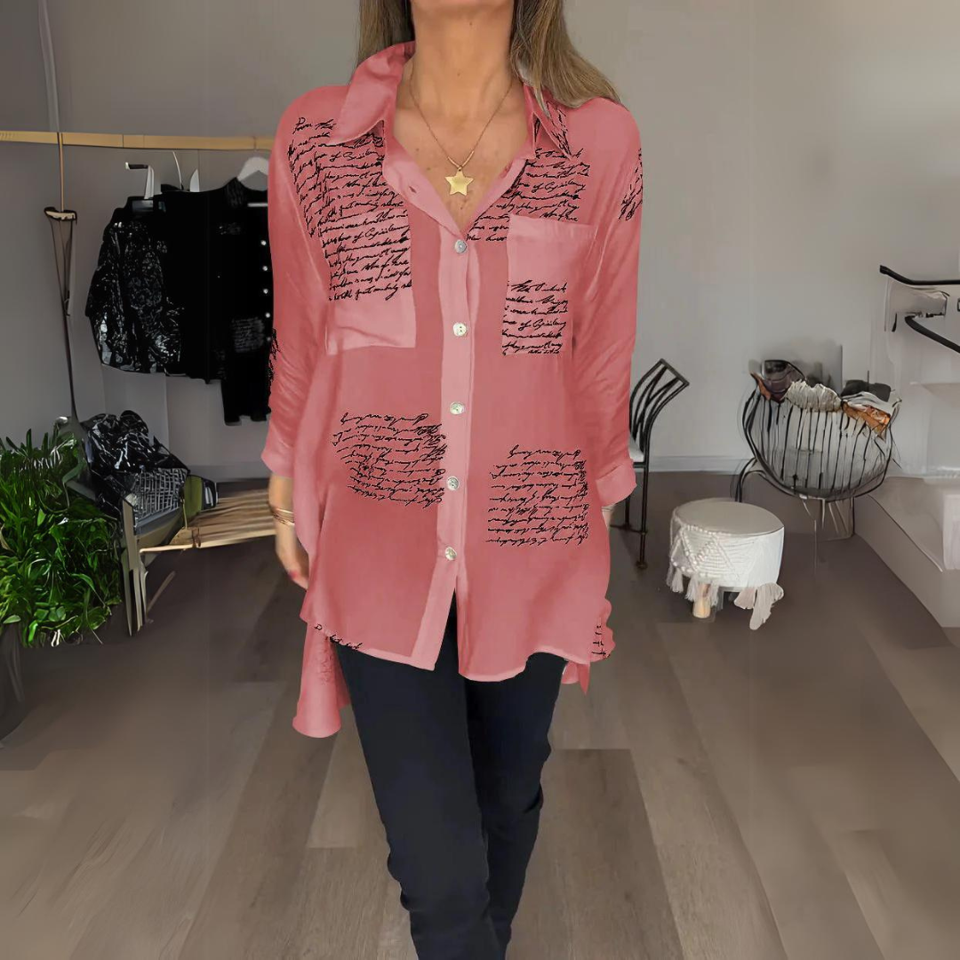Stefana | Elegancka bawełniana bluzka damska z nadrukiem