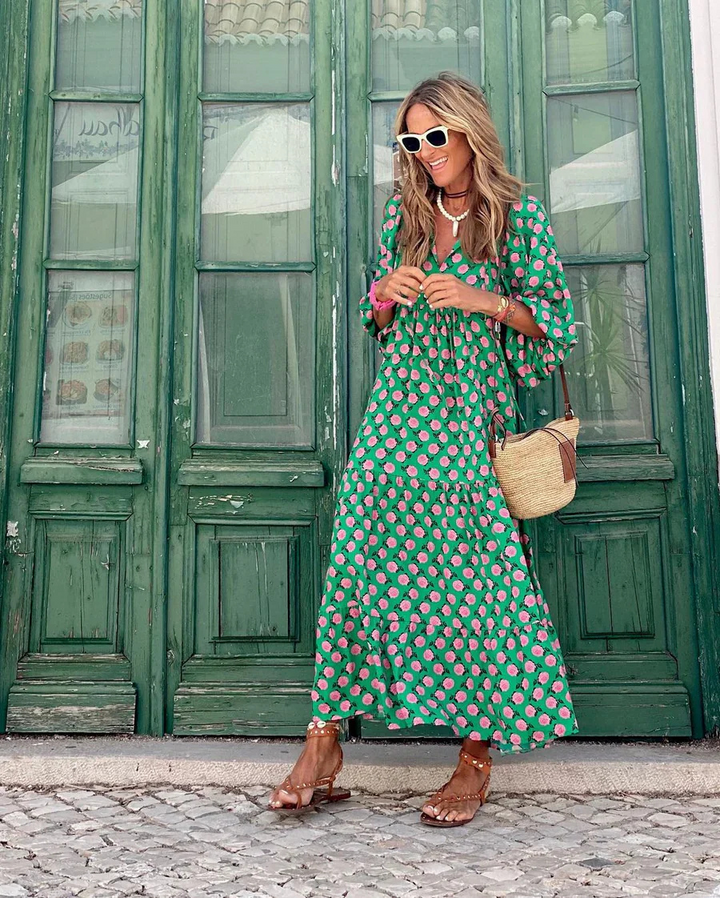 Elin - Boho Bawełniana Sukienka Max