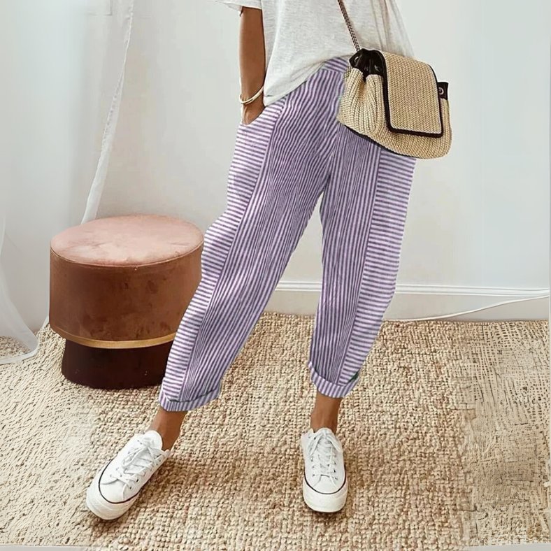 FLORIANE™ - Luźne Spodnie w Stylu Boho w Paski
