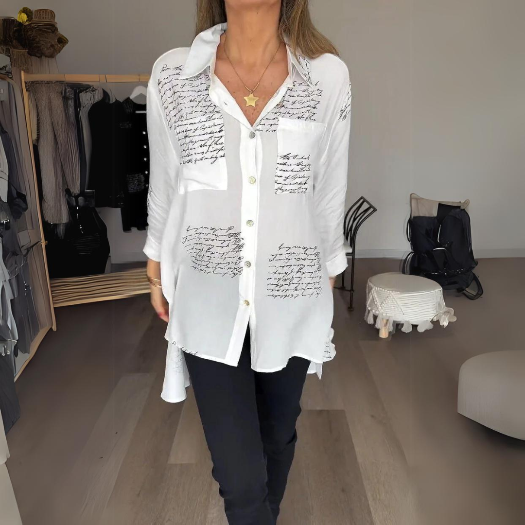 Stefana | Elegancka bawełniana bluzka damska z nadrukiem
