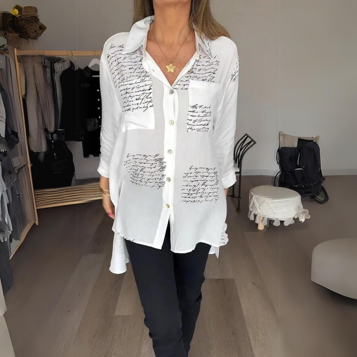 Stefana | Elegancka bawełniana bluzka damska z nadrukiem
