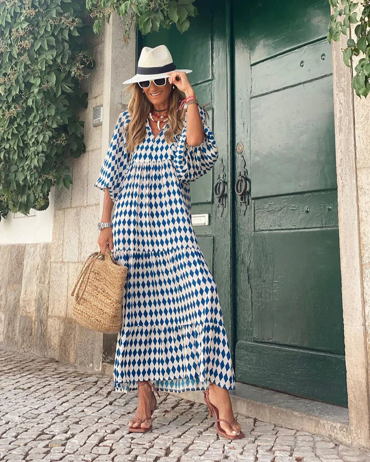 Elin - Boho Bawełniana Sukienka Max