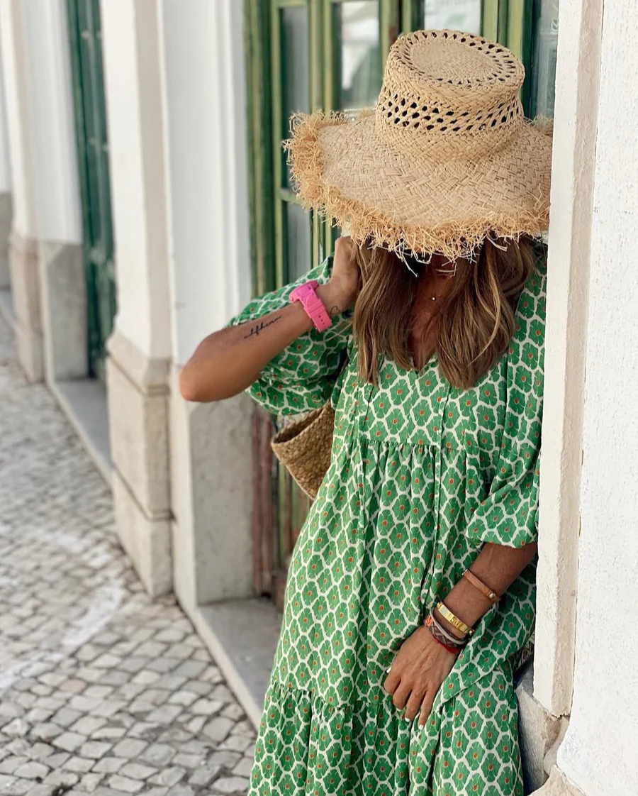 Elin - Boho Bawełniana Sukienka Max