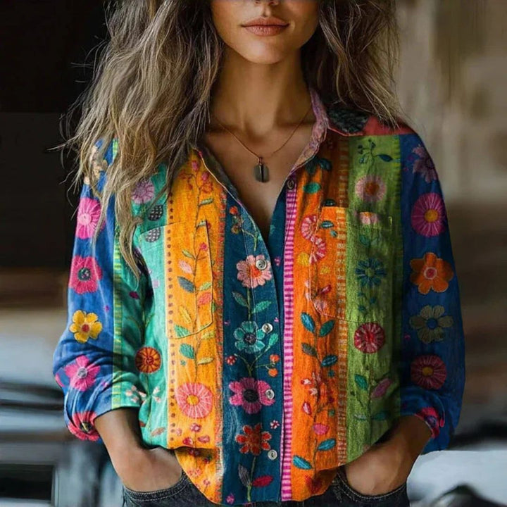Božetěška | Stylová vintage blůza s etnickým potiskem