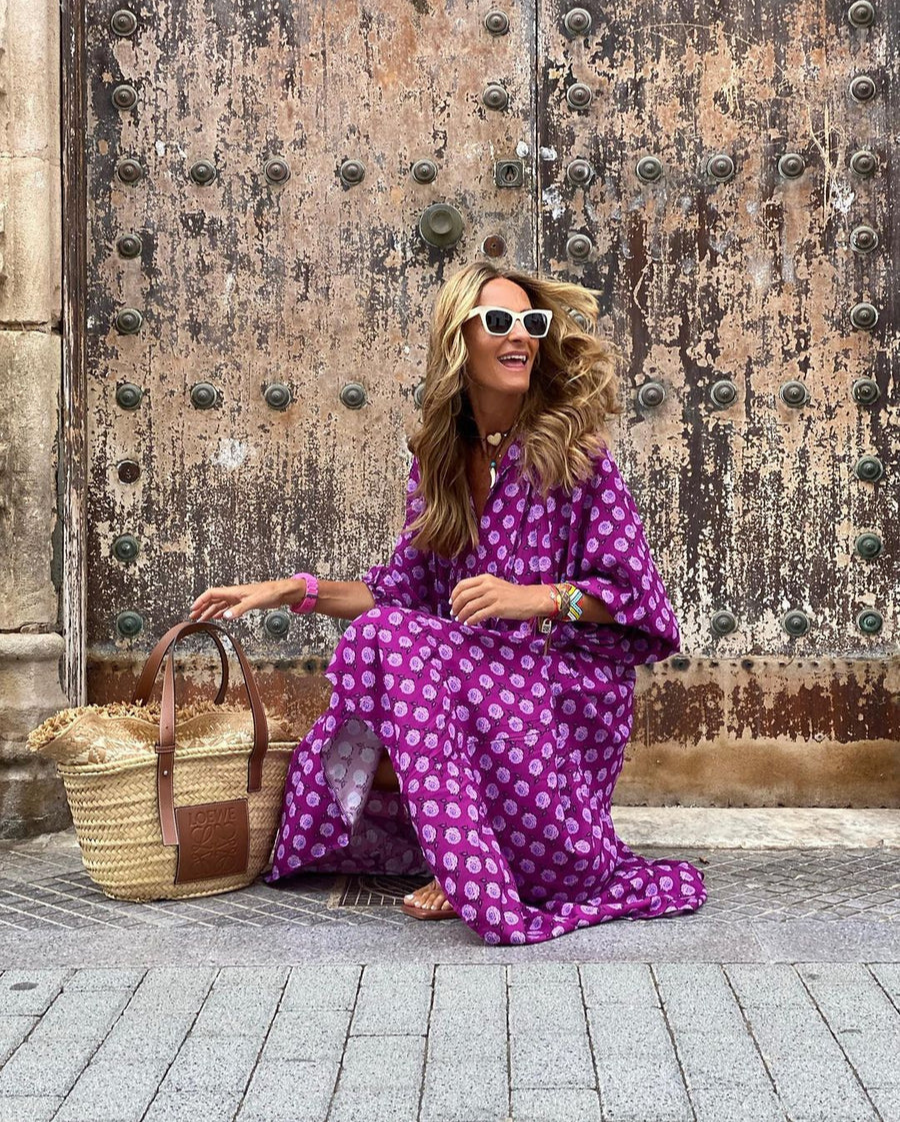 Elin - Boho Bawełniana Sukienka Max