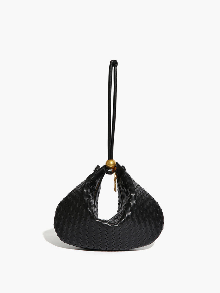 Gold Woven Zipper Dumpling Bag