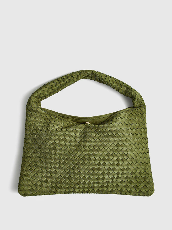 Duża Torba Woven z Zamszu o Wysokiej Pojemności