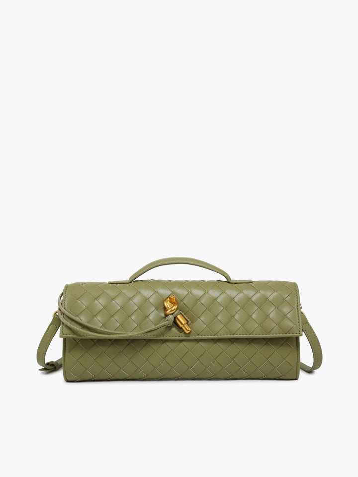 Two Way Woven Flap Clutch Shoulder Bag