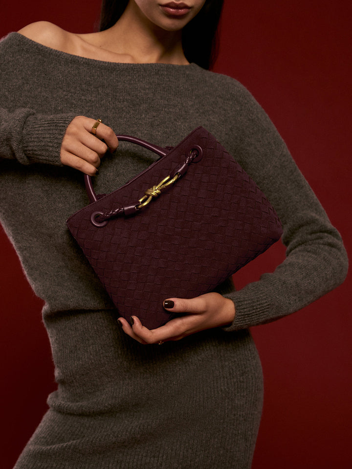 Woven Suede Handbag