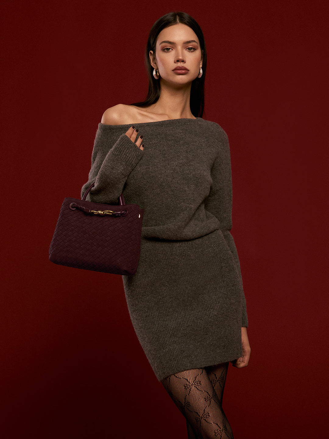 Woven Suede Handbag