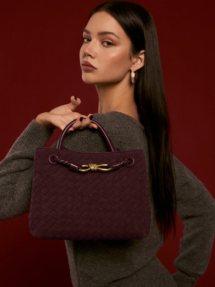 Woven Suede Handbag