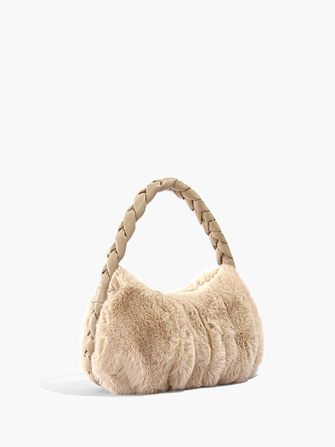 Textured Woven Strap Fuzzy Handbag