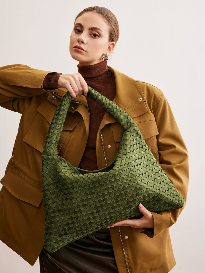 Duża Torba Woven z Zamszu o Wysokiej Pojemności