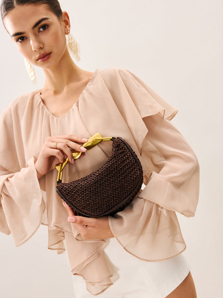Torba Woven z Złotą Skręconą Rączką