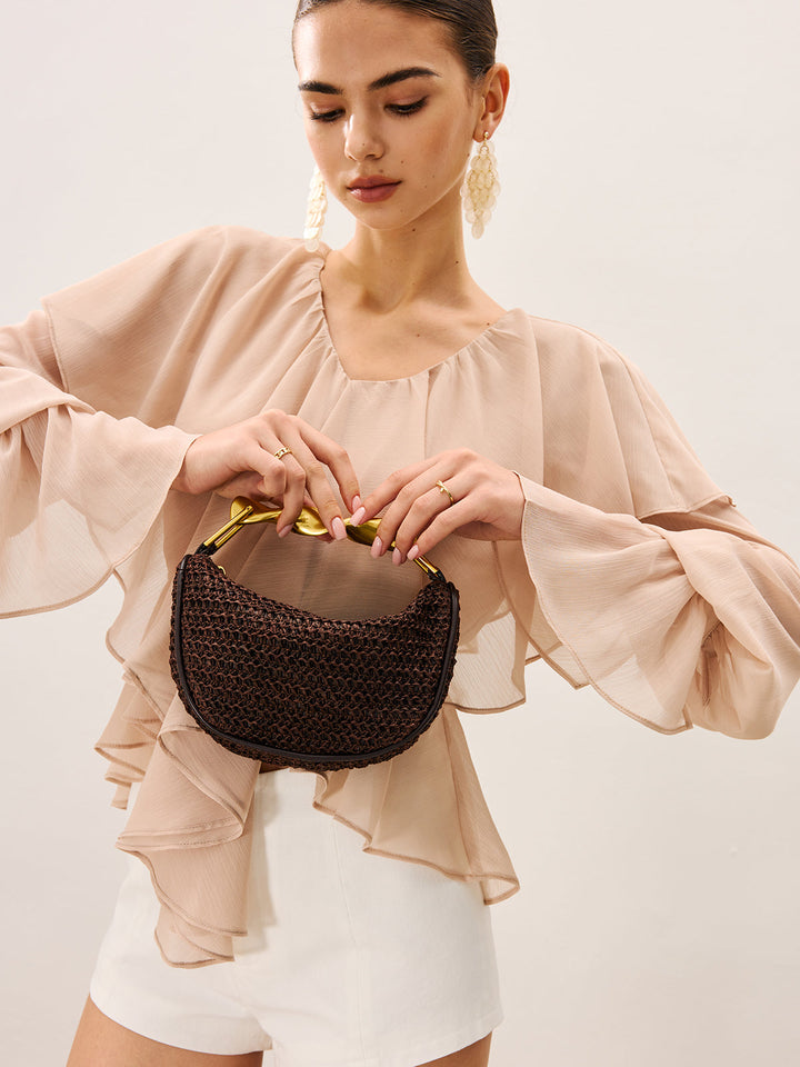 Torba Woven z Złotą Skręconą Rączką