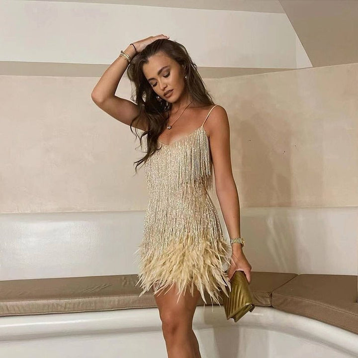Joanna | elegancka sukienka z piór