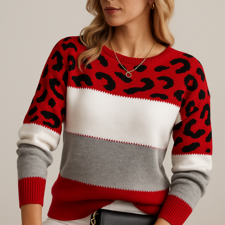 Charlene | Sweter w Wzór Lamparta