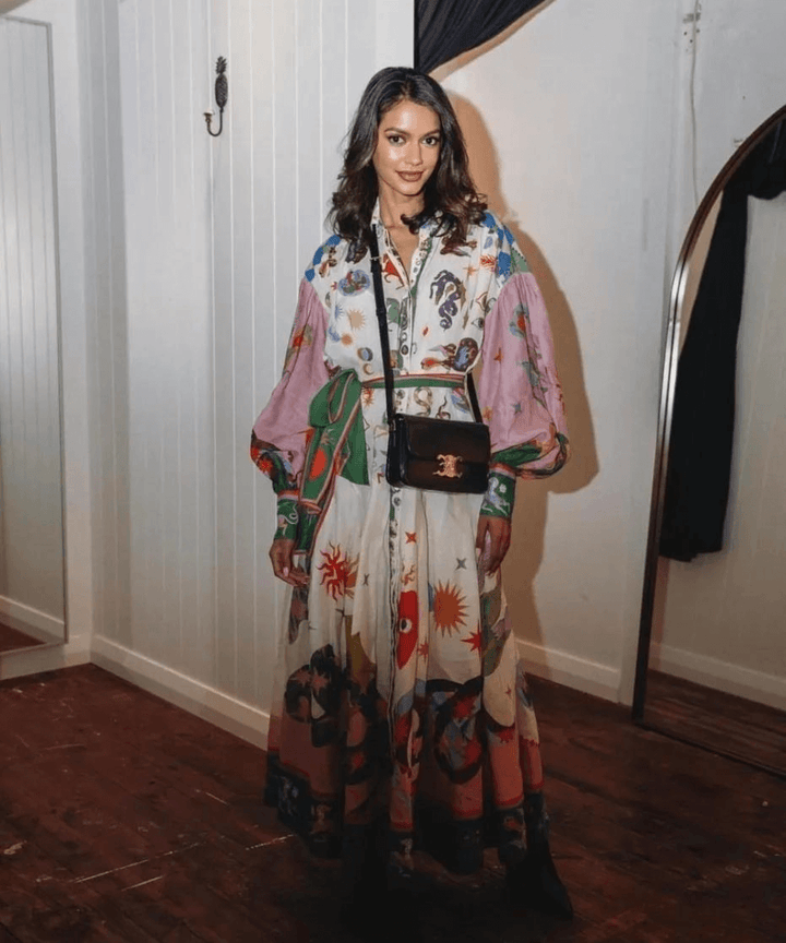 Dorthe - Elegancka włoska sukienka maxi.