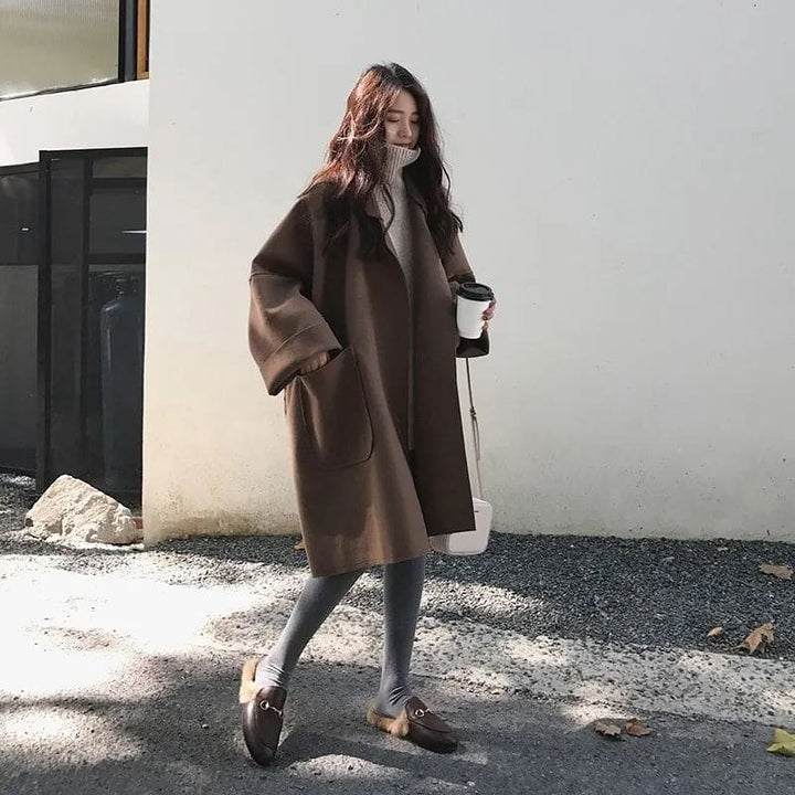 MAURA | Oversize'owy Płaszcz Trenchcoat z Wełny