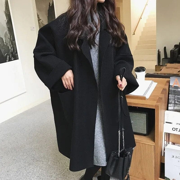 MAURA | Oversize'owy Płaszcz Trenchcoat z Wełny