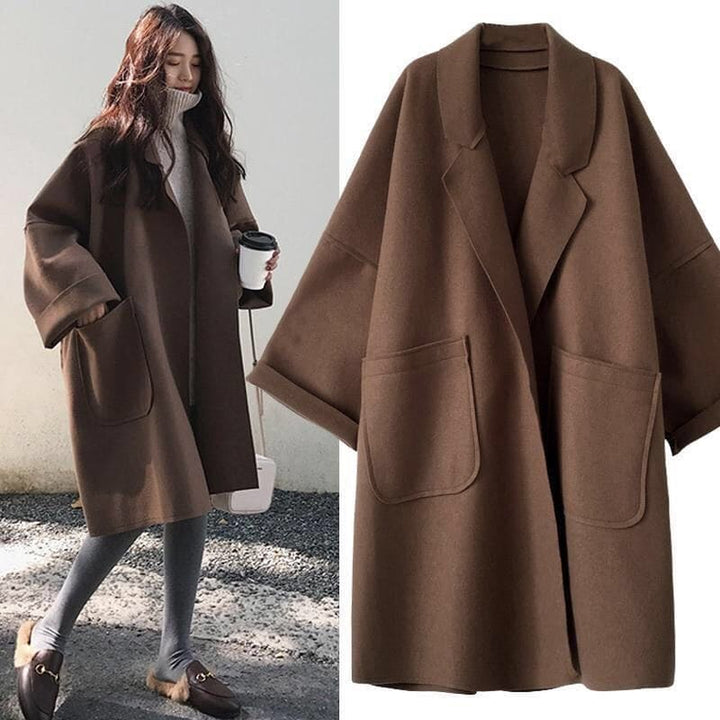 MAURA | Oversize'owy Płaszcz Trenchcoat z Wełny