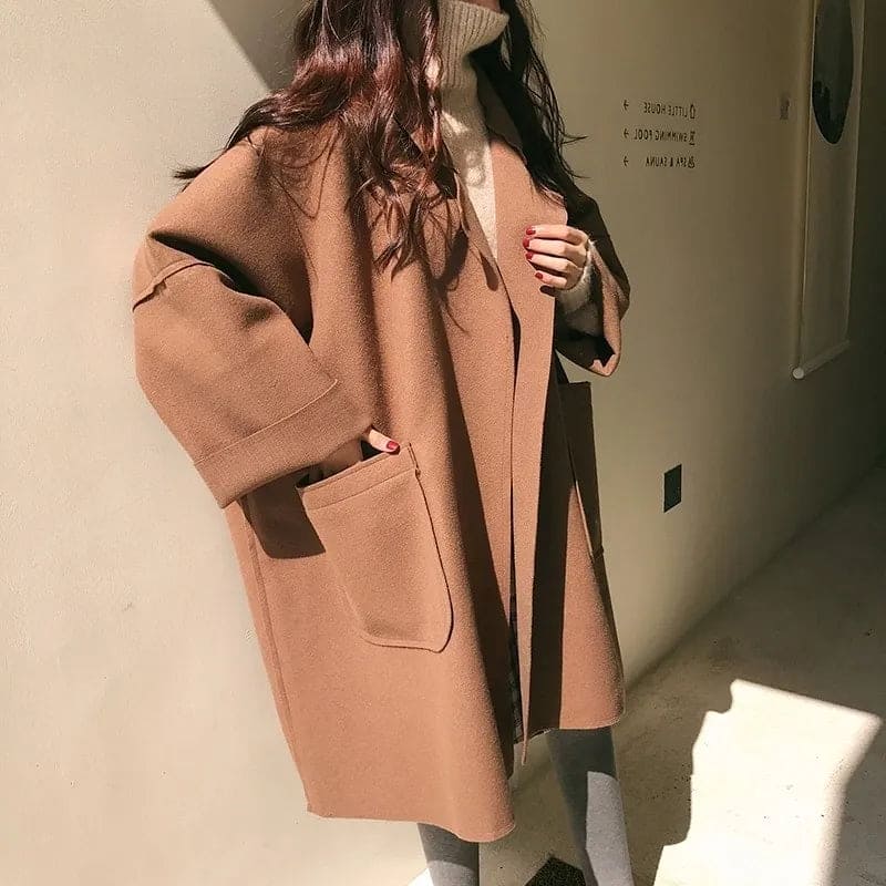 MAURA | Oversize'owy Płaszcz Trenchcoat z Wełny
