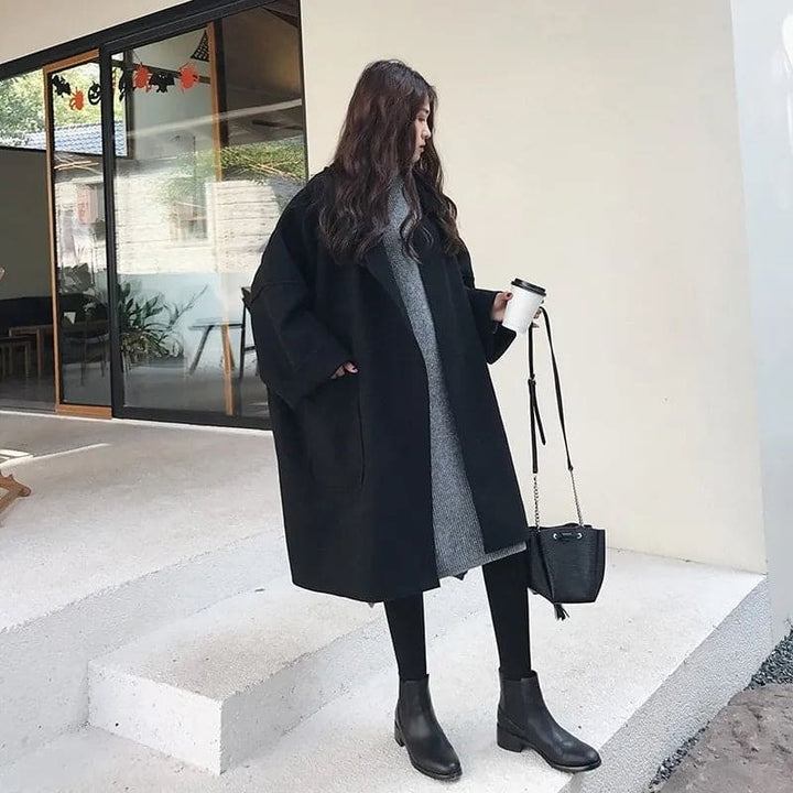 MAURA | Oversize'owy Płaszcz Trenchcoat z Wełny