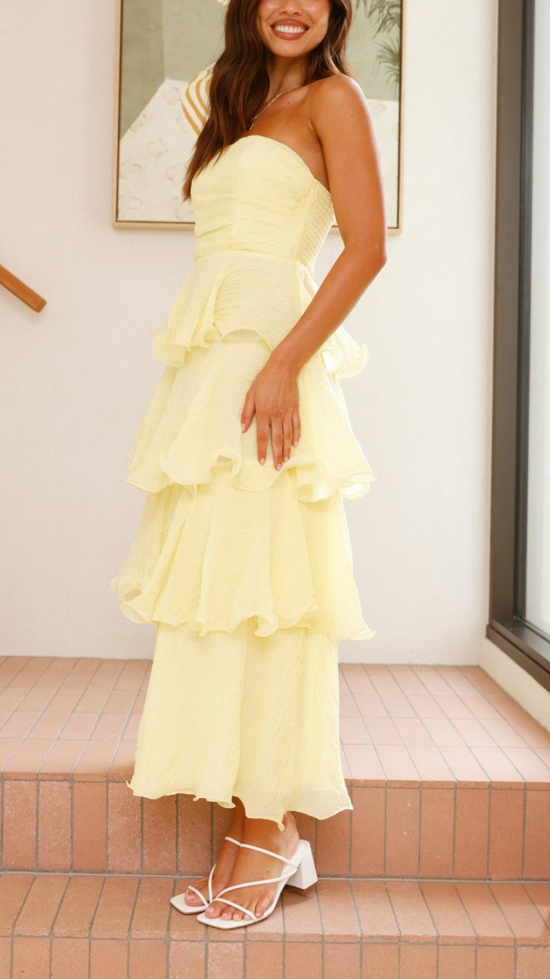 Kate - Maxikleid z falbanami