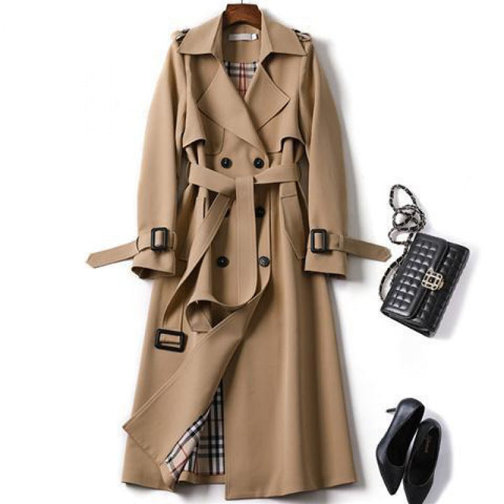 Christai | Damski Długi Trench Coat | Kurtka Z Guzikami