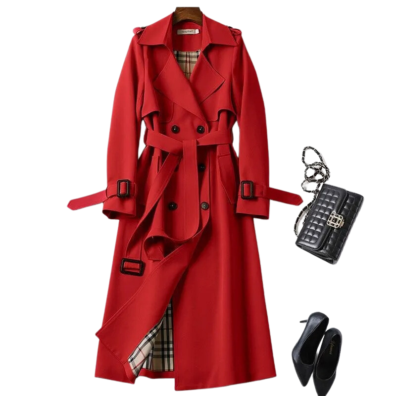 Christai | Damski Długi Trench Coat | Kurtka Z Guzikami