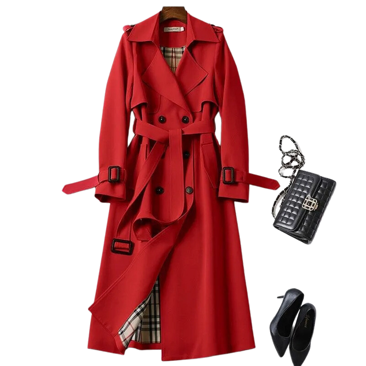 Christai | Damski Długi Trench Coat | Kurtka Z Guzikami