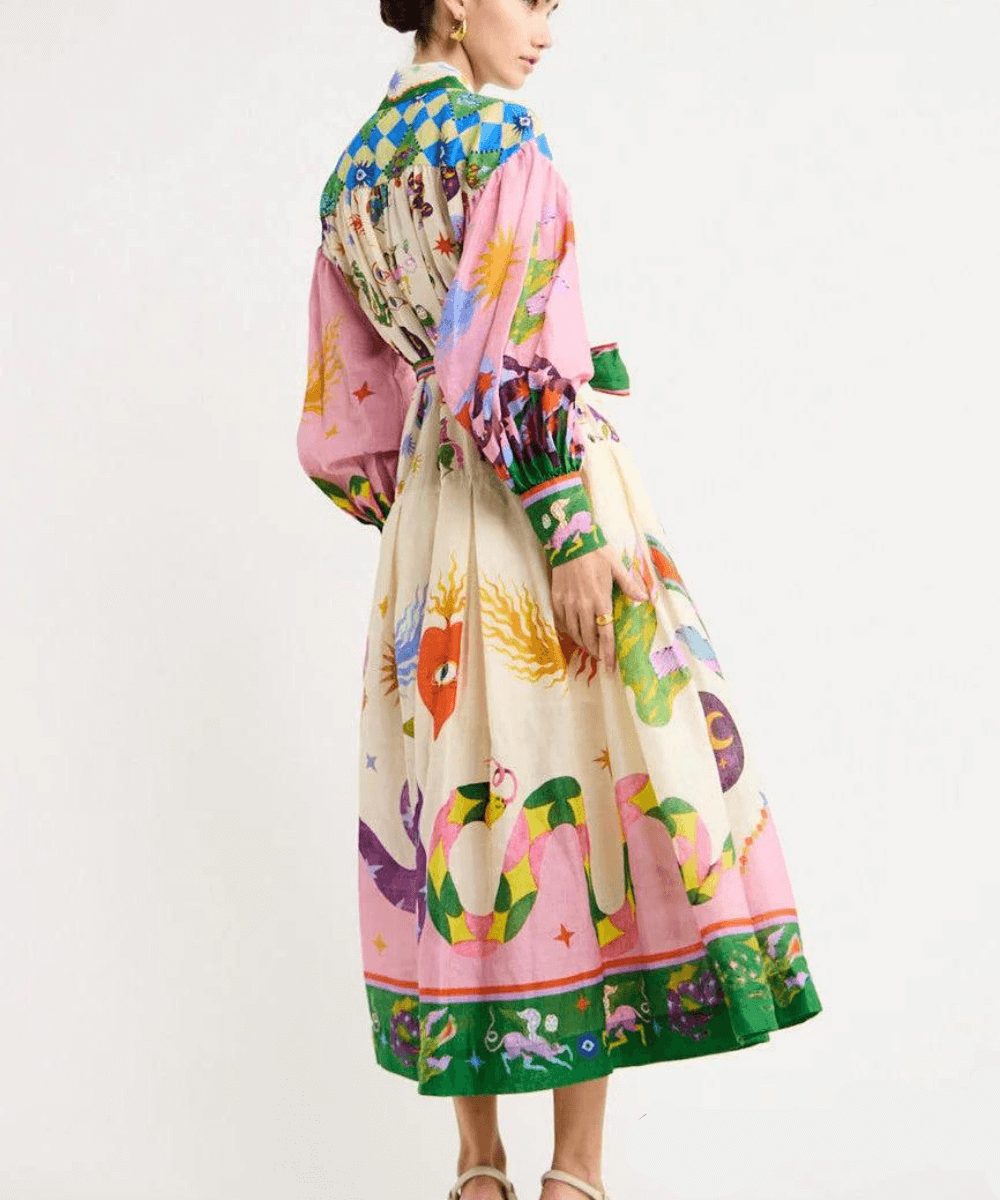 Dorthe - Elegancka włoska sukienka maxi.