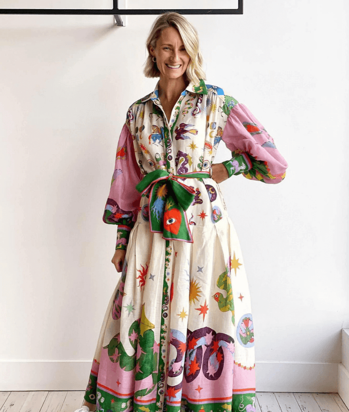 Dorthe - Elegancka włoska sukienka maxi.
