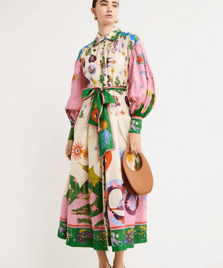 Dorthe - Elegancka włoska sukienka maxi.