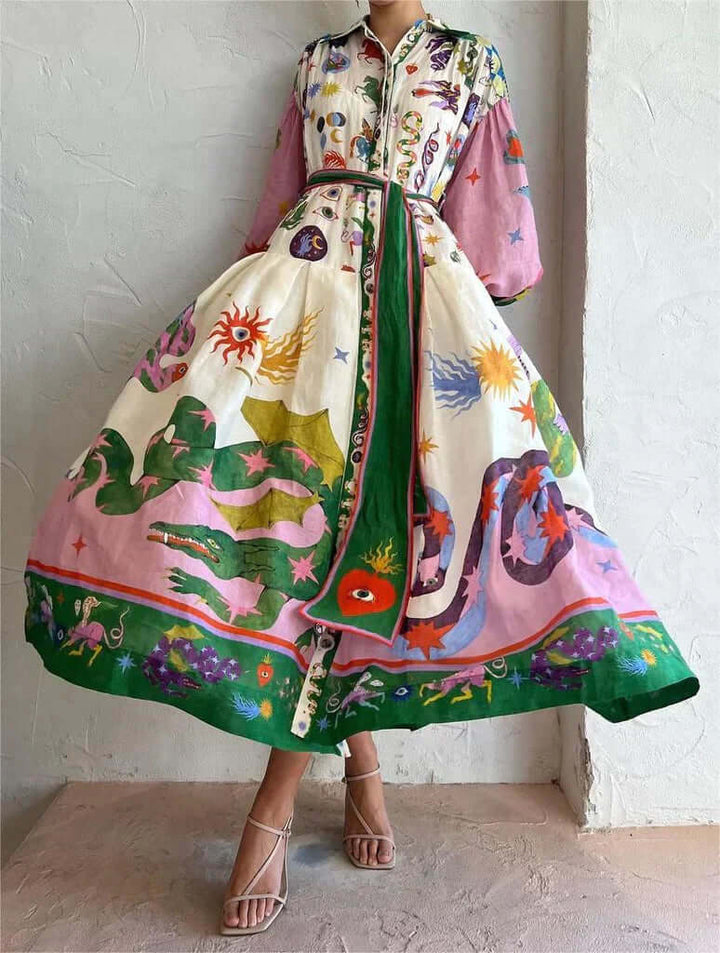 Dorthe - Elegancka włoska sukienka maxi.