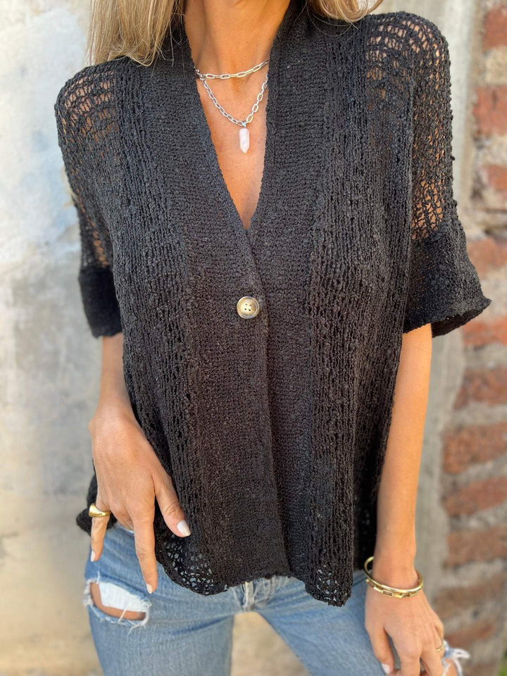Zinnia | Elegancki sweter z dekoltem w serek i wycięciami