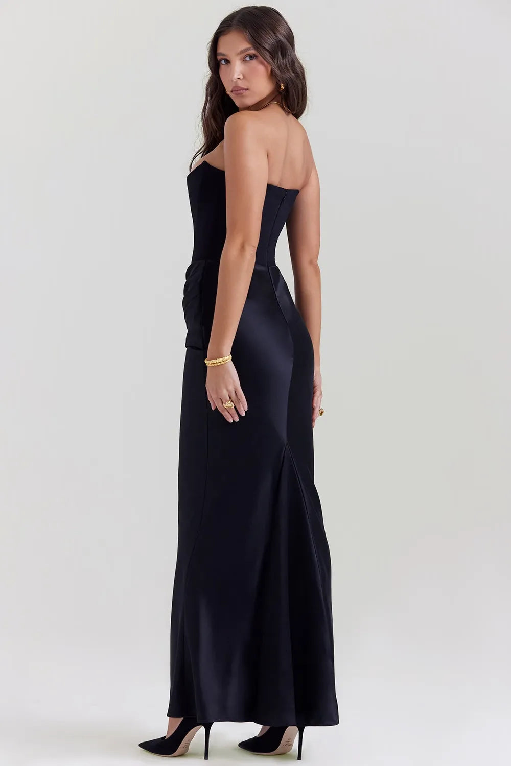 Victoria Noir | Wyrafinowana Czarna Sukienka Maxi