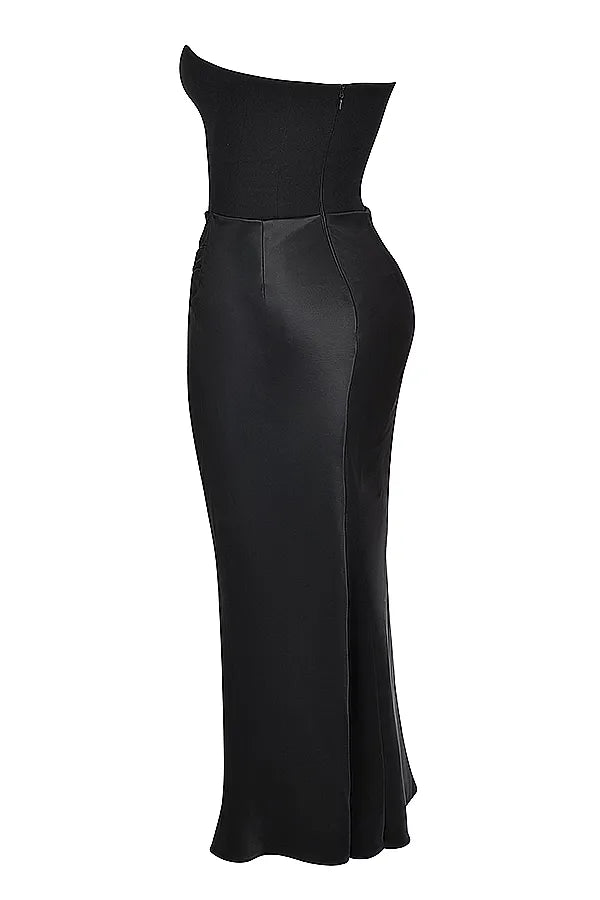 Victoria Noir | Wyrafinowana Czarna Sukienka Maxi