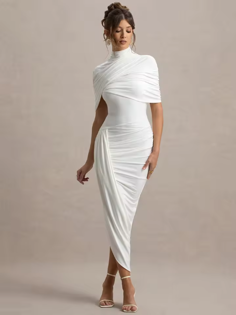 Taylor - Asymetryczna, Skręcona Sukienka Maxi