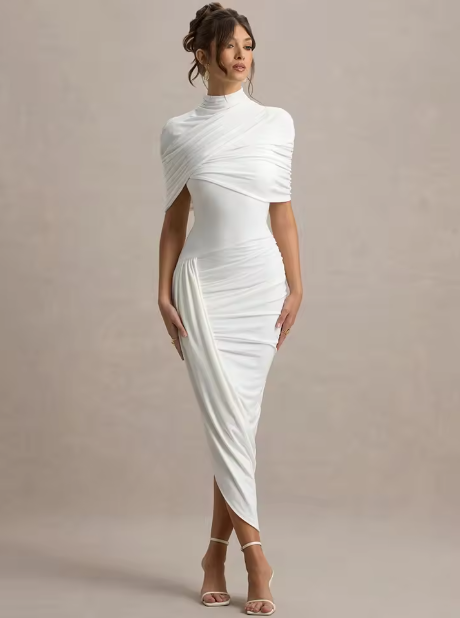 Taylor - Asymetryczna, Skręcona Sukienka Maxi