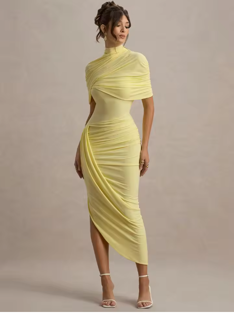 Taylor - Asymetryczna, Skręcona Sukienka Maxi